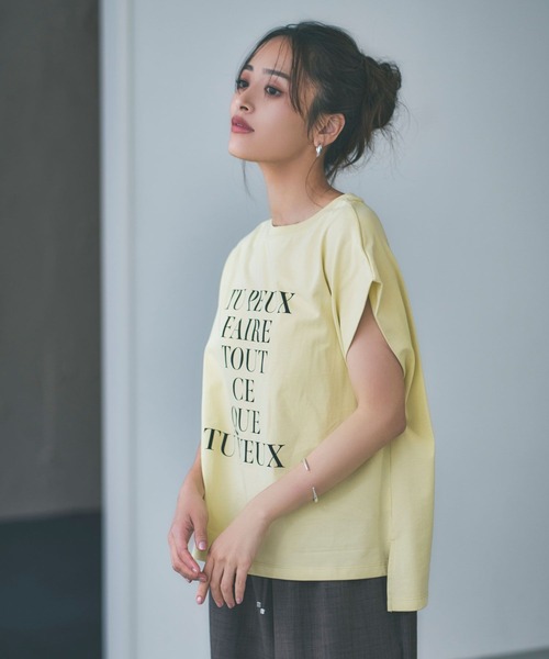 BAYFLOW（ベイフロー）の「【近藤千尋さんコラボ】オーバーサイズフレンチスリーブT（AJUGA.x BAYFLOW）（Tシャツ/カットソー・レディース・チャコール/オフホワイト/イエロー・FREE）」の11枚目の写真