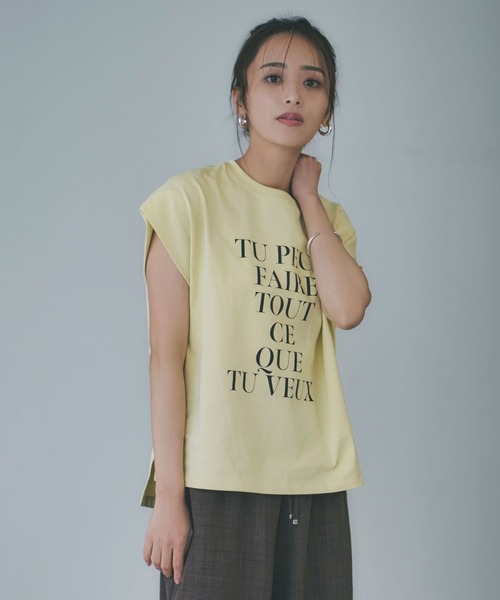 tシャツ 「近藤千尋さんコラボ」オーバーサイズフレンチスリーブT（AJUGA.x BAYFLOW） レディース 近藤千尋さんコラボ】オーバーサイズフレンチスリーブT（AJUGA.x