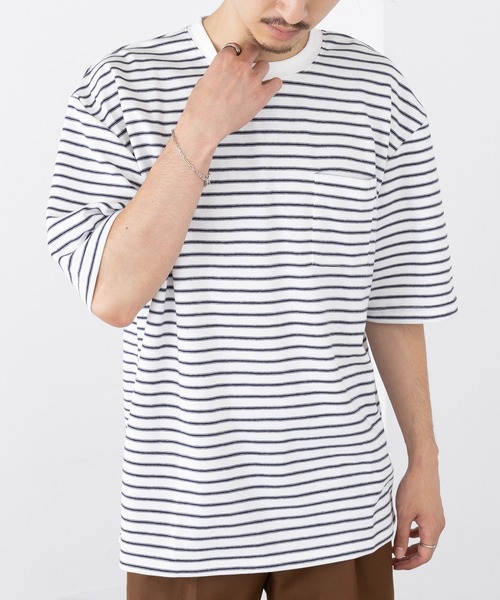 A by MAGASIN DE MODE(エーバイマガジンデモード)の「【A by MAGASIN DE MODE】<DRYICE-Tee>ボーダークルーT(ABI) MNY 5232-8622(Tシャツ/カットソー・メンズ・ブラック系1/ネイビー系1/ブルー系その他/グリーン系1/ホワイト系1・M/L/2L)」の11枚目の写真