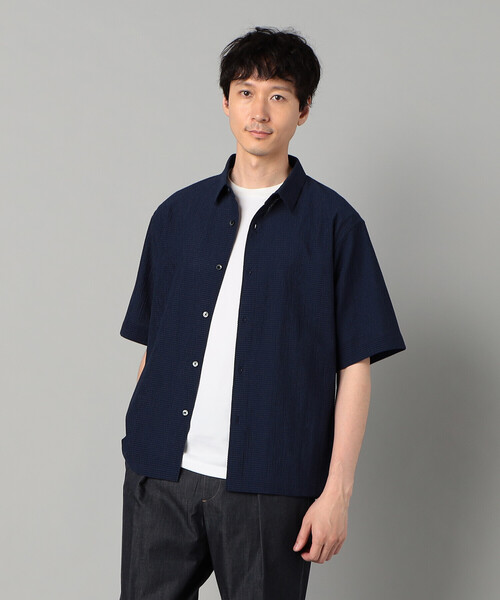 COMME CA MEN(コムサメン)の「3Dエアートリコット シャツ(シャツ/ブラウス・メンズ・ホワイト/ネイビー・M/L/S)」の2枚目の写真