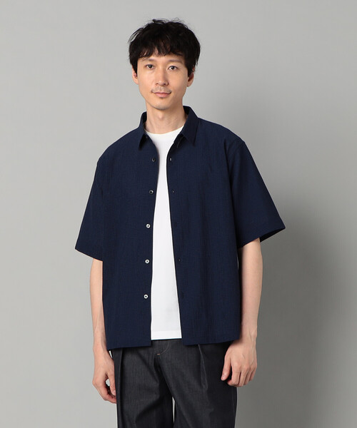 COMME CA MEN(コムサメン)の「3Dエアートリコット シャツ(シャツ/ブラウス・メンズ・ホワイト/ネイビー・M/L/S)」の6枚目の写真