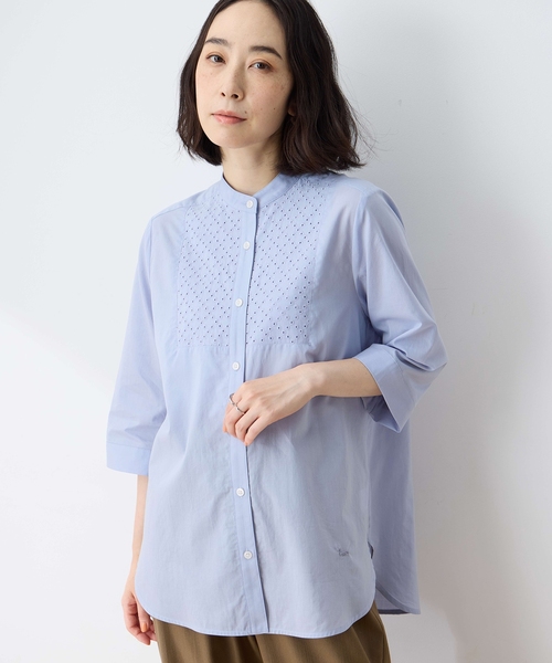 ブラウス シャツ 「2025年夏」オーガニックコットンストライプブラウス レディース Re:EDIT ブラウス シャツ 「2025 SUMMER COLLECTION」コットン