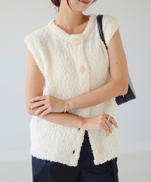 B:MING by BEAMS（ビーミングバイビームス）の「テープヤーン ベスト（ベスト・レディース・オフホワイト/その他/パープル系その他5・ONE SIZE）」の6枚目の写真