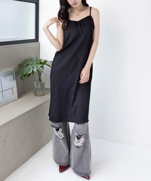 CLEAR BASIC | 楊柳シアーキャミワンピース［カジュアル ロング丈 リボン］≪CLEAR BASIC≫(ワンピース)