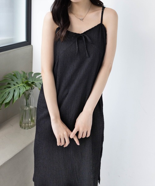 CLEAR BASIC（クリアベーシック）の「楊柳シアーキャミワンピース［カジュアル ロング丈 リボン］≪SS新作≫（ワンピース・レディース・イエロー/ベージュ/オフホワイト/ブラック・F）」の8枚目の写真