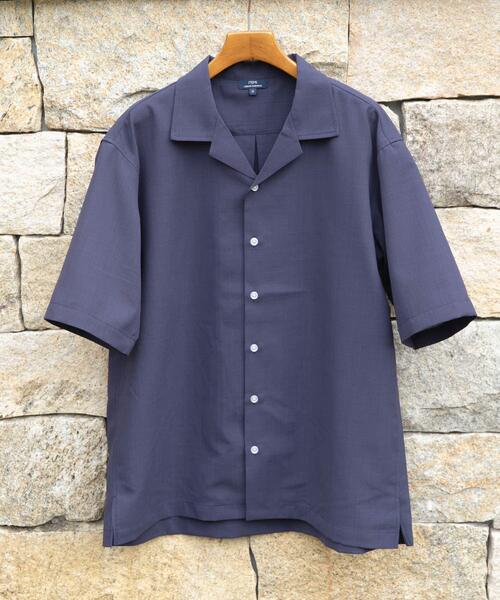 ITEMS URBANRESEARCH（アイテムズ アーバンリサーチ）の「リネンタッチオープンカラーシアーシャツ（シャツ/ブラウス・メンズ・ベージュ/ブラウン/ブラック/ネイビー・LARGE/MEDIUM）」の4枚目の写真