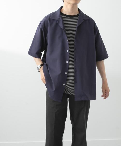 ITEMS URBANRESEARCH（アイテムズ アーバンリサーチ）の「リネンタッチオープンカラーシアーシャツ（シャツ/ブラウス・メンズ・ベージュ/ブラウン/ブラック/ネイビー・LARGE/MEDIUM）」の9枚目の写真