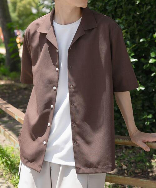 ITEMS URBANRESEARCH（アイテムズ アーバンリサーチ）の「リネンタッチオープンカラーシアーシャツ（シャツ/ブラウス・メンズ・ベージュ/ブラウン/ブラック/ネイビー・LARGE/MEDIUM）」の17枚目の写真