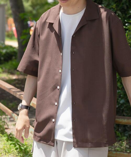 ITEMS URBANRESEARCH（アイテムズ アーバンリサーチ）の「リネンタッチオープンカラーシアーシャツ（シャツ/ブラウス・メンズ・ベージュ/ブラウン/ブラック/ネイビー・LARGE/MEDIUM）」の18枚目の写真