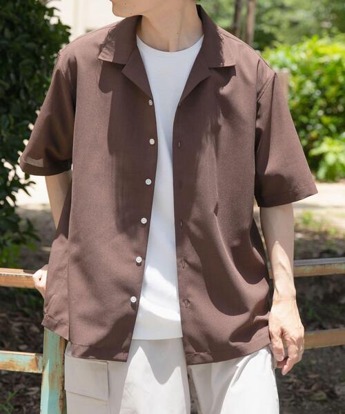 ITEMS URBANRESEARCH（アイテムズ アーバンリサーチ）の「リネンタッチオープンカラーシアーシャツ（シャツ/ブラウス・メンズ・ベージュ/ブラウン/ブラック/ネイビー・LARGE/MEDIUM）」の19枚目の写真