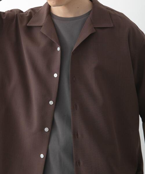 ITEMS URBANRESEARCH（アイテムズ アーバンリサーチ）の「リネンタッチオープンカラーシアーシャツ（シャツ/ブラウス・メンズ・ベージュ/ブラウン/ブラック/ネイビー・LARGE/MEDIUM）」の22枚目の写真