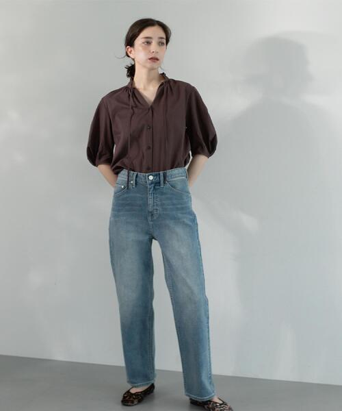 OPAQUE.CLIP（オペークドットクリップ）の「ストレッチストレートデニム【洗濯機洗い可】（デニムパンツ・レディース・ブルー/スミクロ/ネイビー・38/40/36/42）」の6枚目の写真