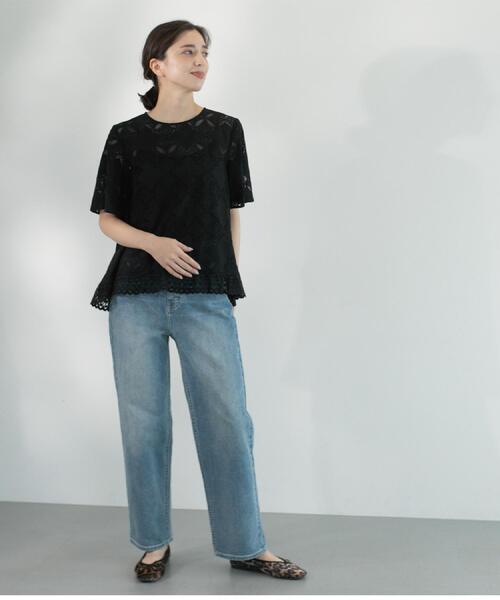 OPAQUE.CLIP（オペークドットクリップ）の「ストレッチストレートデニム【洗濯機洗い可】（デニムパンツ・レディース・ブルー/スミクロ/ネイビー・38/40/36/42）」の9枚目の写真