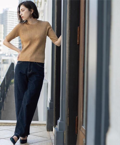 OPAQUE.CLIP（オペークドットクリップ）の「ストレッチストレートデニム【洗濯機洗い可】（デニムパンツ・レディース・ブルー/スミクロ/ネイビー・38/40/36/42）」の13枚目の写真