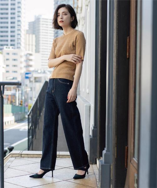 OPAQUE.CLIP（オペークドットクリップ）の「ストレッチストレートデニム【洗濯機洗い可】（デニムパンツ・レディース・ブルー/スミクロ/ネイビー・38/40/36/42）」の15枚目の写真