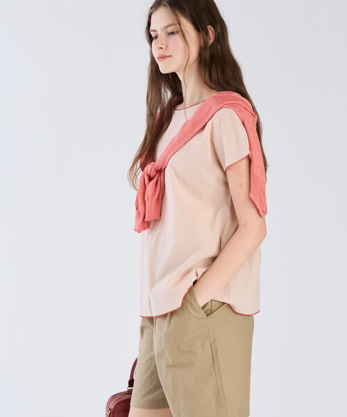 To b. by agnes b.（トゥービーバイアニエスベー）の「コットンローン 半袖 ブラウス（シャツ/ブラウス・レディース・ピンク・38/36/40）」の4枚目の写真
