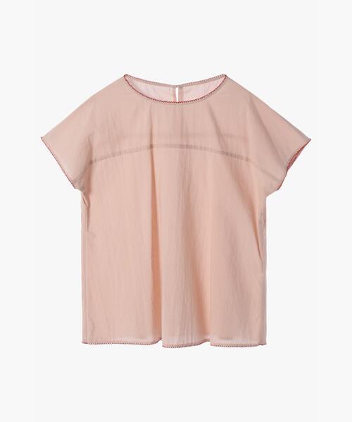 To b. by agnes b.（トゥービーバイアニエスベー）の「コットンローン 半袖 ブラウス（シャツ/ブラウス・レディース・ピンク・38/36/40）」の2枚目の写真
