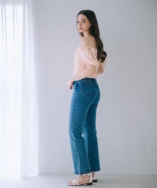 SELFIST(セルフィスト)の「3WAYオフショルギャザーブラウス 夏服 リボン プリント(シャツ/ブラウス・レディース・ピンク/ブラック/アイボリー・フリー)」の6枚目の写真