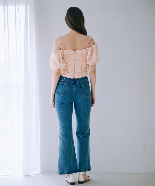 SELFIST(セルフィスト)の「3WAYオフショルギャザーブラウス 夏服 リボン プリント(シャツ/ブラウス・レディース・ピンク/ブラック/アイボリー・フリー)」の7枚目の写真