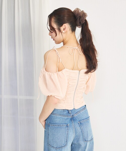 SELFIST(セルフィスト)の「3WAYオフショルギャザーブラウス 夏服 リボン プリント(シャツ/ブラウス・レディース・ピンク/ブラック/アイボリー・フリー)」の18枚目の写真