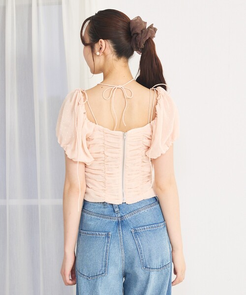 SELFIST(セルフィスト)の「3WAYオフショルギャザーブラウス 夏服 リボン プリント(シャツ/ブラウス・レディース・ピンク/ブラック/アイボリー・フリー)」の21枚目の写真