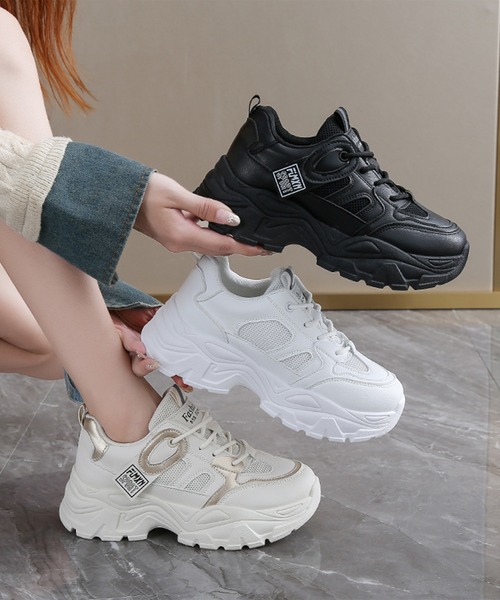 Lace Ladies(レースレディース)の「メッシュ ドッキング 厚底 ダッド スニーカー(スニーカー・レディース・ブラック/アイボリー/ホワイト・22.5cm/23cm/23.5cm/24cm/24.5cm/25cm)」の12枚目の写真