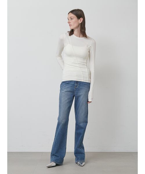 styling/（スタイリング）の「【セットアップ対応】セミフレアデニムパンツ（デニムパンツ・レディース・ブルー/ブラック・0/1）」の11枚目の写真