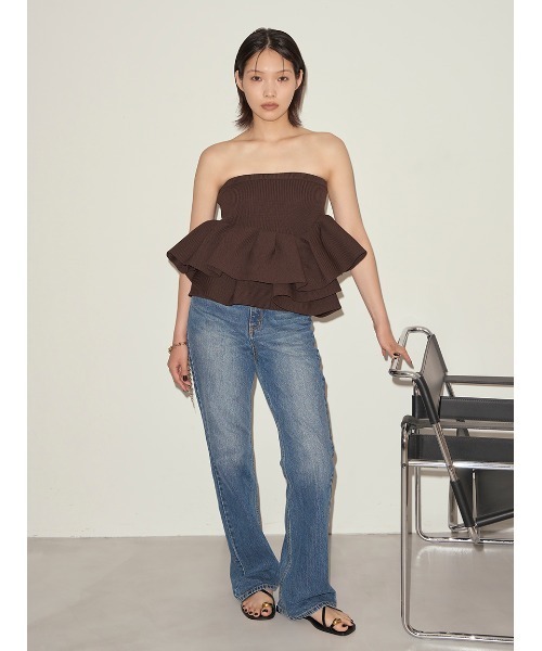 styling/（スタイリング）の「【セットアップ対応】セミフレアデニムパンツ（デニムパンツ・レディース・ブルー/ブラック・0/1）」の2枚目の写真