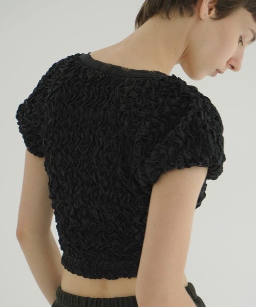 CLANE（クラネ）の「SHIRRING PUFF TOPS（Tシャツ/カットソー・レディース・レッド/アイボリー/ブラック・1/2）」の17枚目の写真