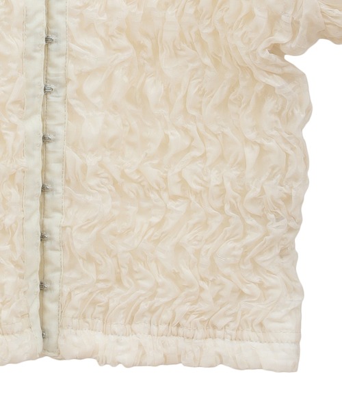 CLANE（クラネ）の「SHIRRING PUFF TOPS（Tシャツ/カットソー・レディース・レッド/アイボリー/ブラック・1/2）」の4枚目の写真