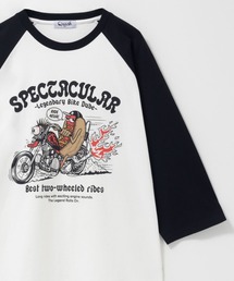 フード柄 ラグラン7分袖Tシャツ