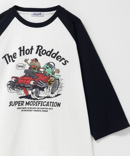 Mac-House(マックハウス)の「フード柄 ラグラン7分袖Tシャツ(Tシャツ/カットソー・メンズ・グリーン/チャコールグレー/ブラック系1/ブラック系2・L/XL/M)」の3枚目の写真