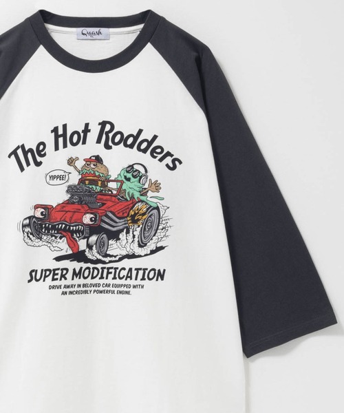 Mac-House(マックハウス)の「フード柄 ラグラン7分袖Tシャツ(Tシャツ/カットソー・メンズ・グリーン/チャコールグレー/ブラック系1/ブラック系2・L/XL/M)」の2枚目の写真