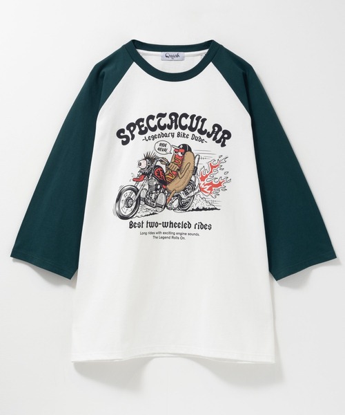 Mac-House(マックハウス)の「フード柄 ラグラン7分袖Tシャツ(Tシャツ/カットソー・メンズ・グリーン/チャコールグレー/ブラック系1/ブラック系2・L/XL/M)」の11枚目の写真