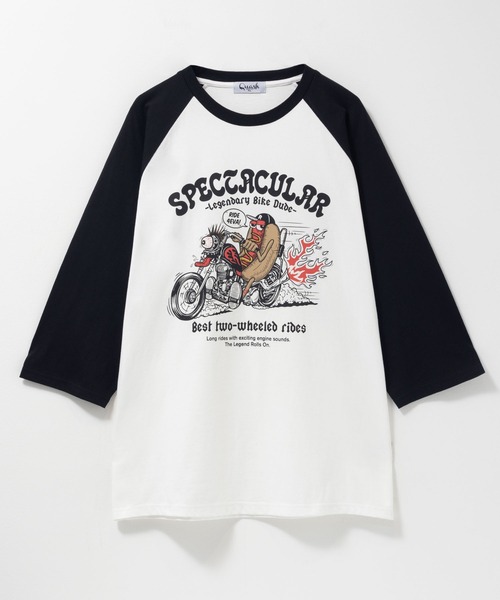 Mac-House(マックハウス)の「フード柄 ラグラン7分袖Tシャツ(Tシャツ/カットソー・メンズ・グリーン/チャコールグレー/ブラック系1/ブラック系2・L/XL/M)」の9枚目の写真