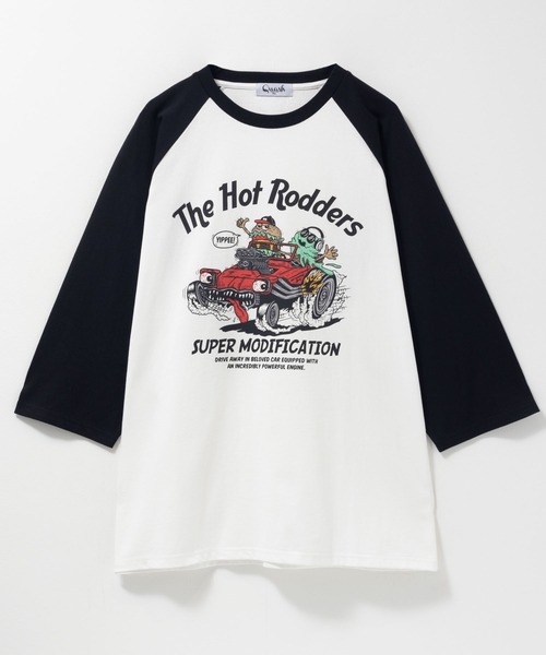 Mac-House(マックハウス)の「フード柄 ラグラン7分袖Tシャツ(Tシャツ/カットソー・メンズ・グリーン/チャコールグレー/ブラック系1/ブラック系2・L/XL/M)」の7枚目の写真
