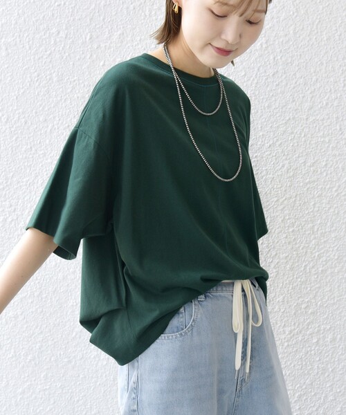 SHIPS（シップス）の「裾タック コクーン ショートスリーブ プルオーバー（Tシャツ/カットソー・レディース・ブラック/ホワイト/ダークグリーン・ONE SIZE）」の3枚目の写真