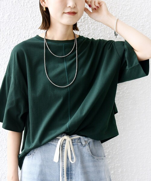 SHIPS（シップス）の「裾タック コクーン ショートスリーブ プルオーバー（Tシャツ/カットソー・レディース・ブラック/ホワイト/ダークグリーン・ONE SIZE）」の15枚目の写真
