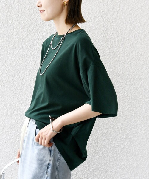 SHIPS（シップス）の「裾タック コクーン ショートスリーブ プルオーバー（Tシャツ/カットソー・レディース・ブラック/ホワイト/ダークグリーン・ONE SIZE）」の13枚目の写真