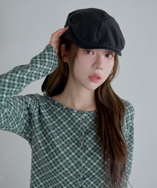 UNE MANSION（ユヌマンション）の「バックリボンナイロンキャスケットハンチングキャップ帽子（キャップ・レディース・ブラック/グレー・ONESIZE）」の14枚目の写真