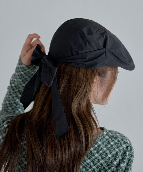 UNE MANSION（ユヌマンション）の「バックリボンナイロンキャスケットハンチングキャップ帽子（キャップ・レディース・ブラック/グレー・ONESIZE）」の15枚目の写真