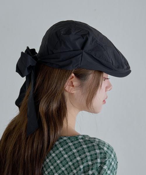 UNE MANSION（ユヌマンション）の「バックリボンナイロンキャスケットハンチングキャップ帽子（キャップ・レディース・ブラック/グレー・ONESIZE）」の17枚目の写真