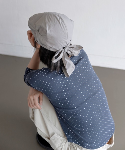 UNE MANSION（ユヌマンション）の「バックリボンナイロンキャスケットハンチングキャップ帽子（キャップ・レディース・ブラック/グレー・ONESIZE）」の6枚目の写真