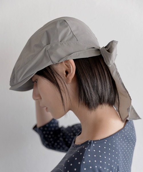 UNE MANSION（ユヌマンション）の「バックリボンナイロンキャスケットハンチングキャップ帽子（キャップ・レディース・ブラック/グレー・ONESIZE）」の8枚目の写真