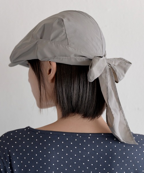 UNE MANSION（ユヌマンション）の「バックリボンナイロンキャスケットハンチングキャップ帽子（キャップ・レディース・ブラック/グレー・ONESIZE）」の9枚目の写真