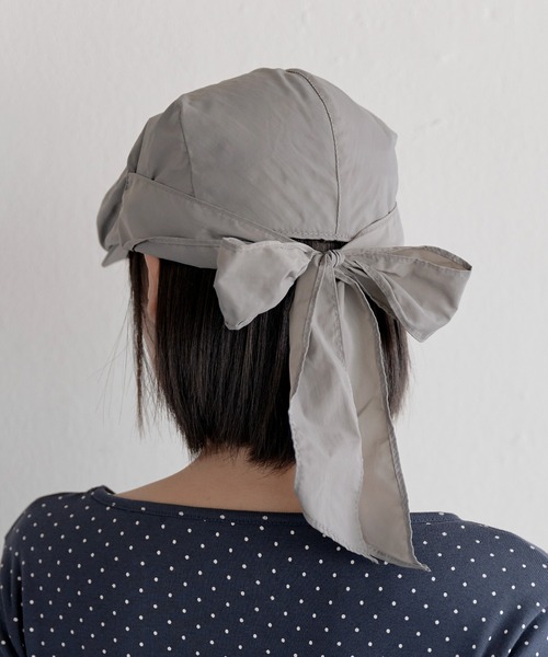 UNE MANSION（ユヌマンション）の「バックリボンナイロンキャスケットハンチングキャップ帽子（キャップ・レディース・ブラック/グレー・ONESIZE）」の10枚目の写真