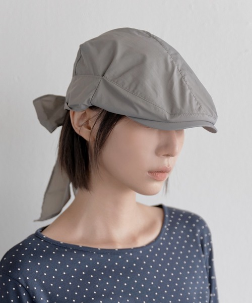 UNE MANSION（ユヌマンション）の「バックリボンナイロンキャスケットハンチングキャップ帽子（キャップ・レディース・ブラック/グレー・ONESIZE）」の11枚目の写真