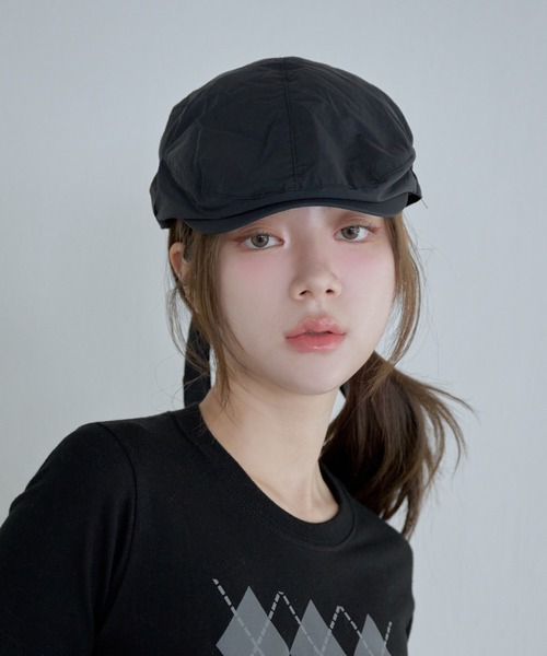 UNE MANSION（ユヌマンション）の「バックリボンナイロンキャスケットハンチングキャップ帽子（キャップ・レディース・ブラック/グレー・ONESIZE）」の5枚目の写真