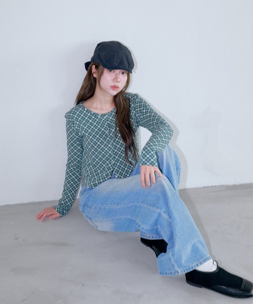 UNE MANSION（ユヌマンション）の「バックリボンナイロンキャスケットハンチングキャップ帽子（キャップ・レディース・ブラック/グレー・ONESIZE）」の21枚目の写真