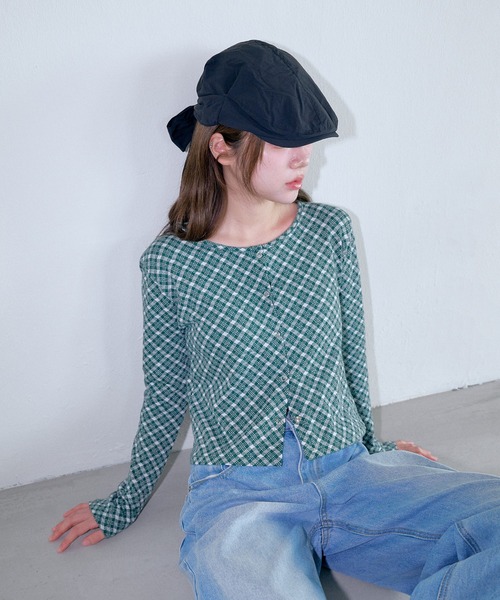 UNE MANSION（ユヌマンション）の「バックリボンナイロンキャスケットハンチングキャップ帽子（キャップ・レディース・ブラック/グレー・ONESIZE）」の22枚目の写真